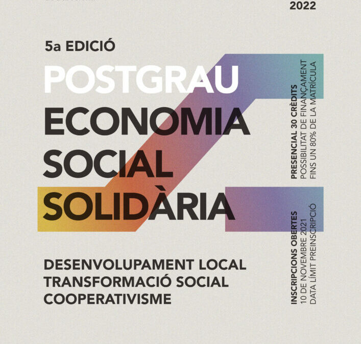 Cinquena edició Postgrau en Ecomonia Social i Solidària a la UAB